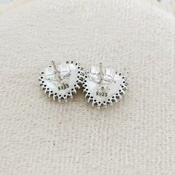 Virgen De Guadalupe Heart Earrings S925 Sterling Silver Stud Earrings Handmade - Picture 3 of 3